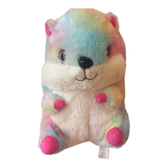 Belly Buddy Sugar Hamster Plush by Nanco Rainbow Pastel Cotton Candy 9.5’’ - Picture 1 of 7